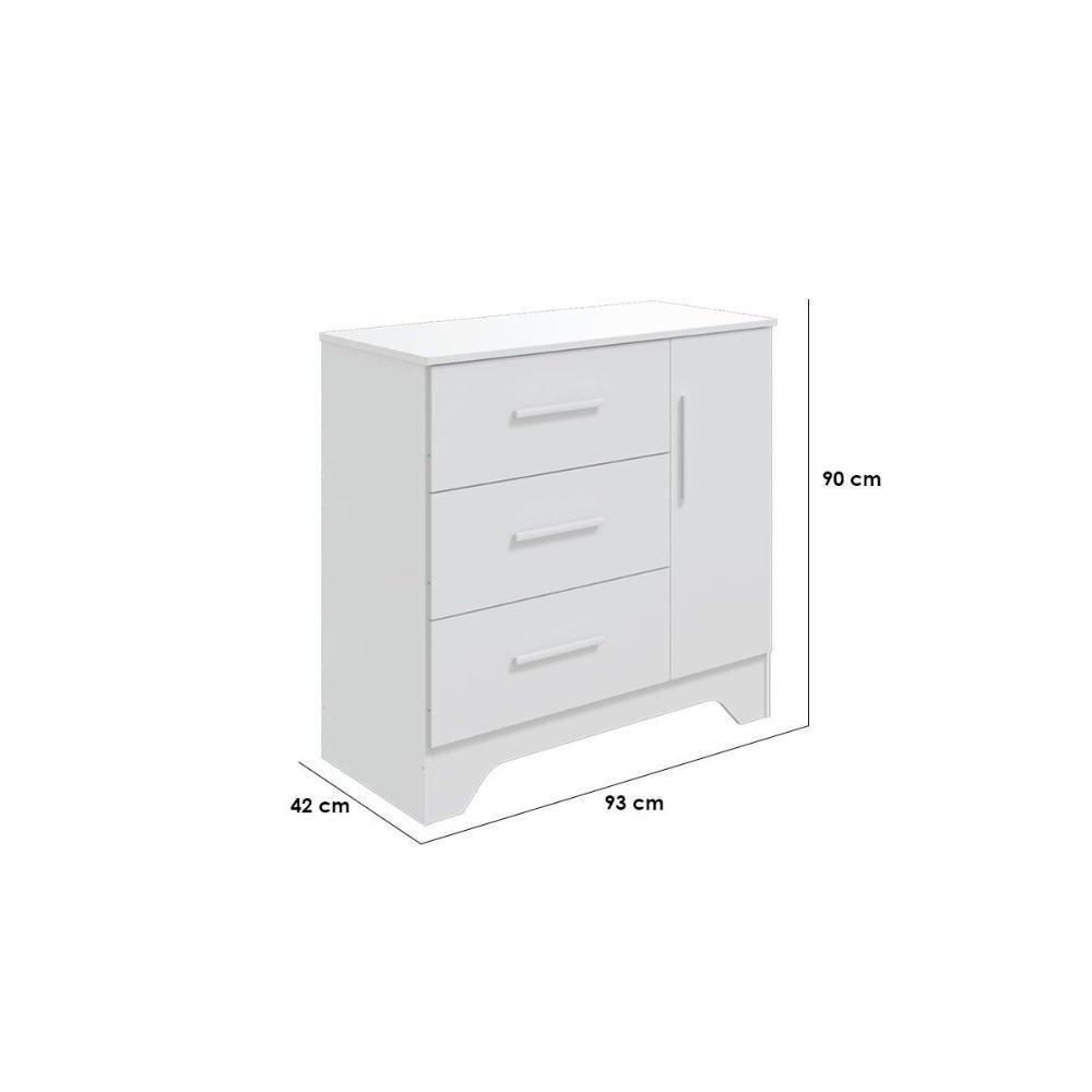 Cômoda Bebê Popy Retrô C- 1 Porta E 3 Gavetas Branco-amendoa - Peroba - 2