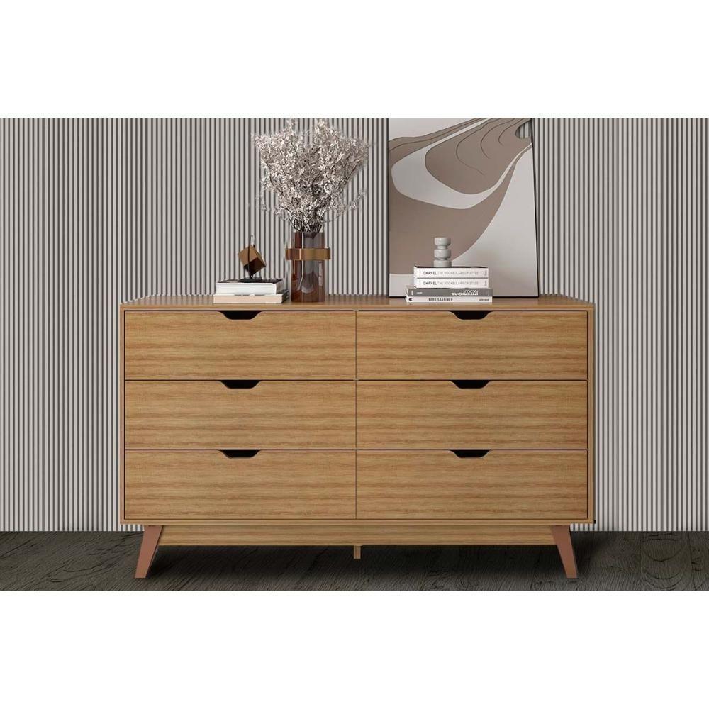 Cômoda Casal Cm8044 6 Gavetas Amêndoa - Tecno Mobili - 1