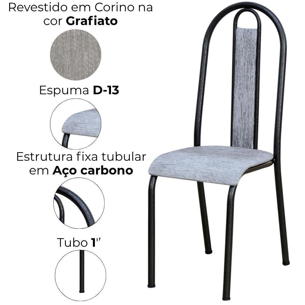 Cadeira Tubular America 058 Cromo Preto Assento Grafiato Artef Grafiato - 5
