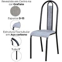 Cadeira Tubular America 058 Cromo Preto Assento Grafiato Artef Grafiato - 5