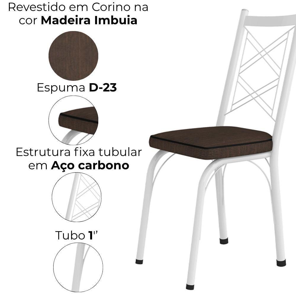 Cadeira Tubular Europa 143 Branco Assento Madeira Imbuia Artef Madeira Imbuia - 3