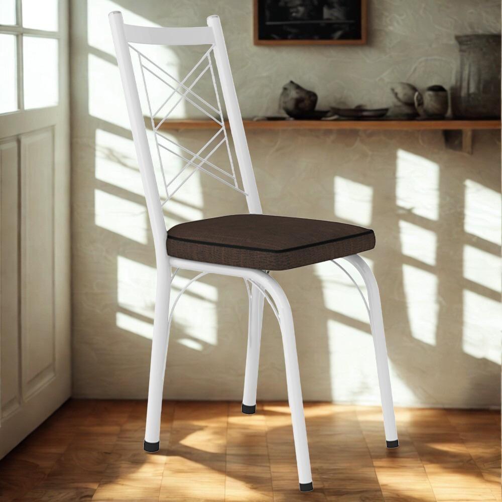 Cadeira Tubular Europa 143 Branco Assento Madeira Imbuia Artef Madeira Imbuia - 4