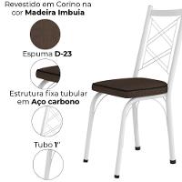 Cadeira Tubular Europa 143 Branco Assento Madeira Imbuia Artef Madeira Imbuia - 3