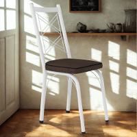 Cadeira Tubular Europa 143 Branco Assento Madeira Imbuia Artef Madeira Imbuia