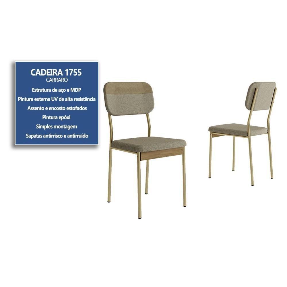 Cadeira Sala De Jantar Valle 1755 Kit Un Dourado-linho Bamboo-courano Bamboo-noce - Carraro - 2