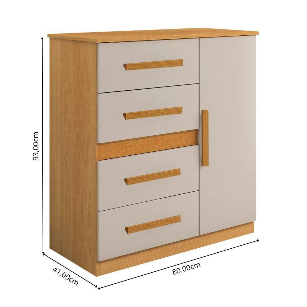 Cômoda 4 Gavetas 1 Sapateira Peroba-off White Cm 906 Rei Móveis - 2