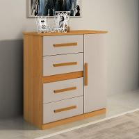 Cômoda 4 Gavetas 1 Sapateira Peroba-off White Cm 906 Rei Móveis - 1