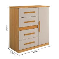 Cômoda 4 Gavetas 1 Sapateira Peroba-off White Cm 906 Rei Móveis - 2