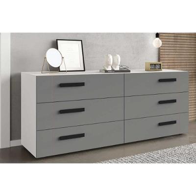 Cômoda Casal Lisboa C- 6 Gavetas Branco-cinza - Politorno