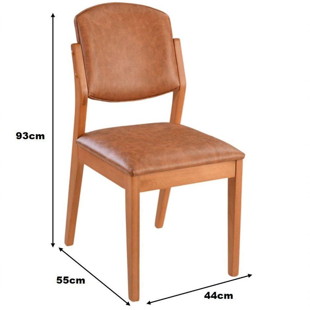 Cadeira Jantar Isadora Madeira Maciça Amêndoa Estofado Corino Caramelo Mescla - 5