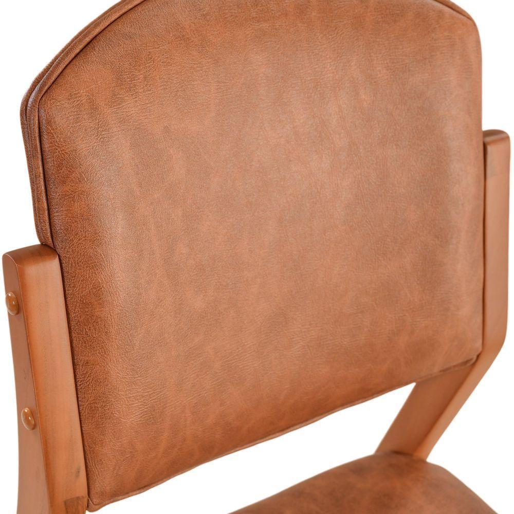 Cadeira Jantar Isadora Madeira Maciça Amêndoa Estofado Corino Caramelo Mescla - 6