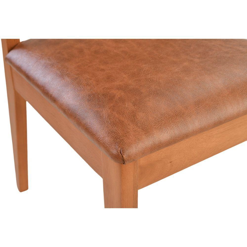 Cadeira Jantar Isadora Madeira Maciça Amêndoa Estofado Corino Caramelo Mescla - 8