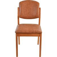 Cadeira Jantar Isadora Madeira Maciça Amêndoa Estofado Corino Caramelo Mescla - 3