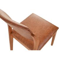 Cadeira Jantar Isadora Madeira Maciça Amêndoa Estofado Corino Caramelo Mescla - 7