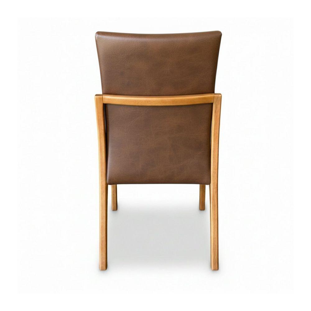 Cadeira Aura Estofada Estrutura Em Madeira Maciça Courino Marrom Conforto Para Sala De Jantar Mobília Decor - 6