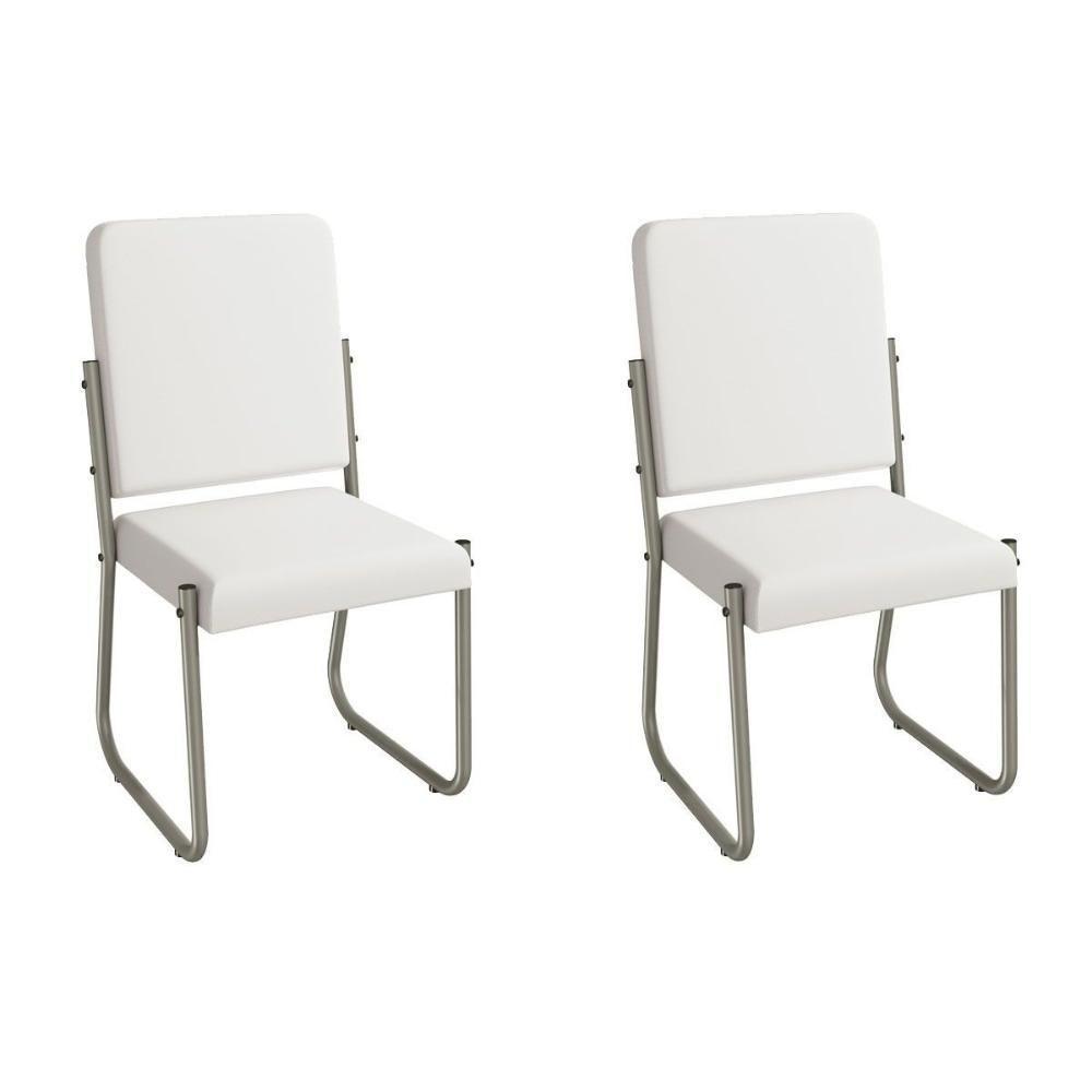Cadeira Sala De Jantar Sicília 2c139nk Aço Kit 2 Un Niquel-ano Branco - Kappesberg - 1