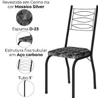 Cadeira Tubular Europa 262 Preto Assento Mosaico Silver Artef Mosaico Silver - 5