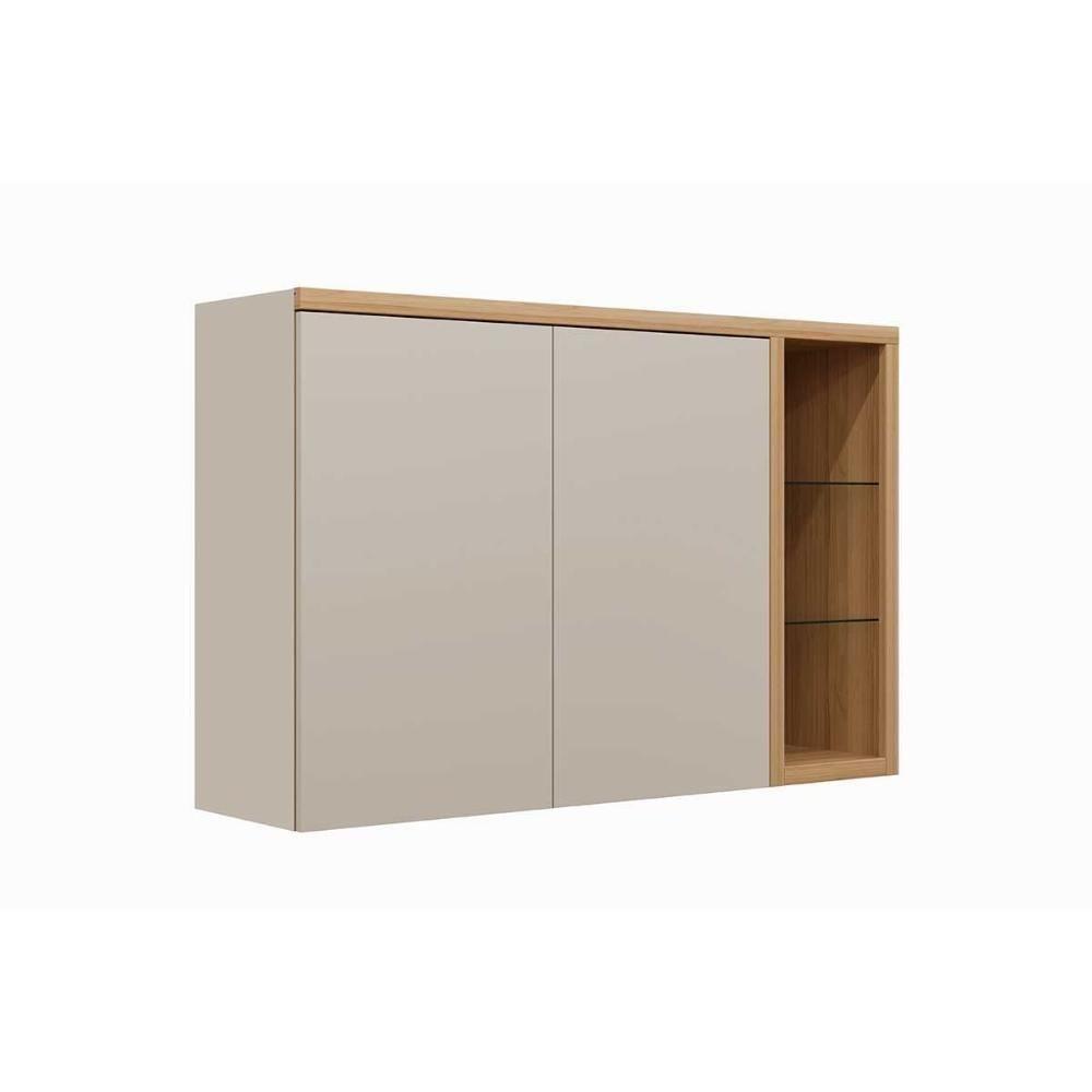 Armário Aéreo P- Cozinha Allure C- 2 Portas E 3 Nichos 120cm Jequitiba-gris Fosco - Linea Brasil - 1