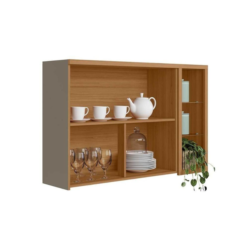 Armário Aéreo P- Cozinha Allure C- 2 Portas E 3 Nichos 120cm Jequitiba-gris Fosco - Linea Brasil - 5