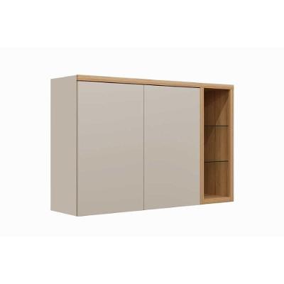 Armário Aéreo P- Cozinha Allure C- 2 Portas E 3 Nichos 120cm Jequitiba-gris Fosco - Linea Brasil