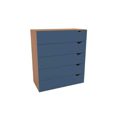 Cômoda Porto 5 Gavetas MDF Azul Fosco com Corrediças Telescópicas