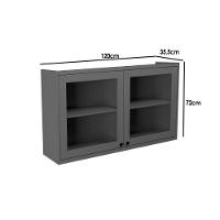 Armário Aéreo P- Cozinha évora Ph 3122 C- 2 Portas C- Vidro 120cm Azul - Herval