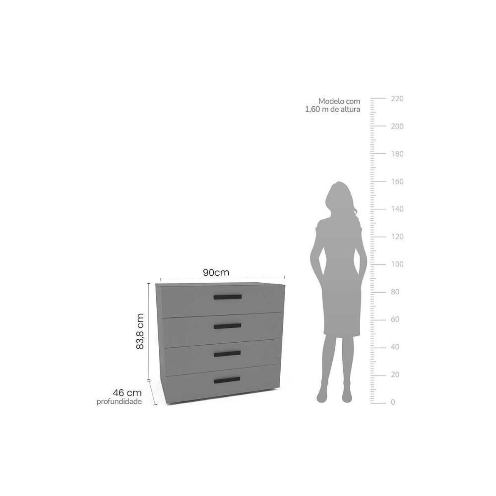 Cômoda Casal Lisboa C- 4 Gavetas Branco-azul - Politorno - 3