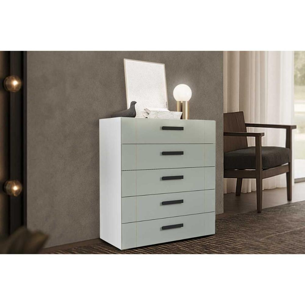 Cômoda Casal Lisboa C- 5 Gavetas Branco-verde - Politorno - 1