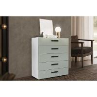 Cômoda Casal Lisboa C- 5 Gavetas Branco-verde - Politorno - 1