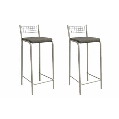 Banqueta De Cozinha Gênova 2b705nk Aço Kit 2 Un Niquel-linho Escuro - Kappesberg