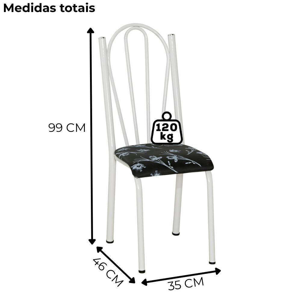 Cadeira Tubular America 021 Branco Assento Preto Flor Artef Preto Flor - 2