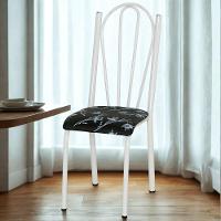 Cadeira Tubular America 021 Branco Assento Preto Flor Artef Preto Flor - 1