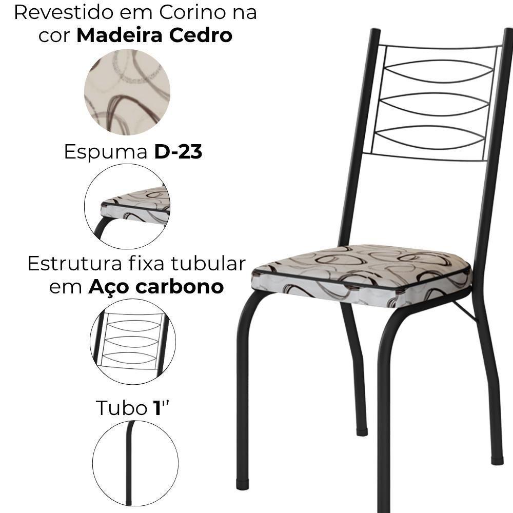 Cadeira Tubular Europa 262 Preto Assento Madeira Cedro Artef Madeira Cedro - 5