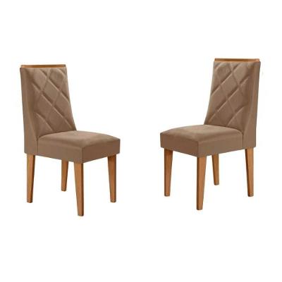 Cadeira Sala De Jantar Pietá Kit 2 Un Naturalle-suede Capuccino - Rufato