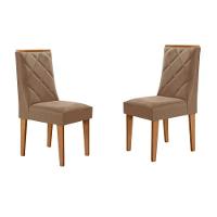Cadeira Sala De Jantar Pietá Kit 2 Un Naturalle-suede Capuccino - Rufato - 1