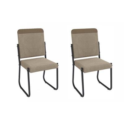 Cadeira Sala De Jantar Sicília 2c139prf Aço Kit 2 Un Preto-linho Compose Bege - Kappesberg