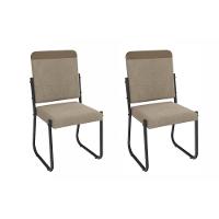 Cadeira Sala De Jantar Sicília 2c139prf Aço Kit 2 Un Preto-linho Compose Bege - Kappesberg - 1