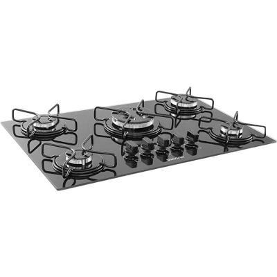 Cooktop a Gás Suggar FG5305AVP 5 Bocas Vidro Temperado Tripla Chama Preto Bivolt