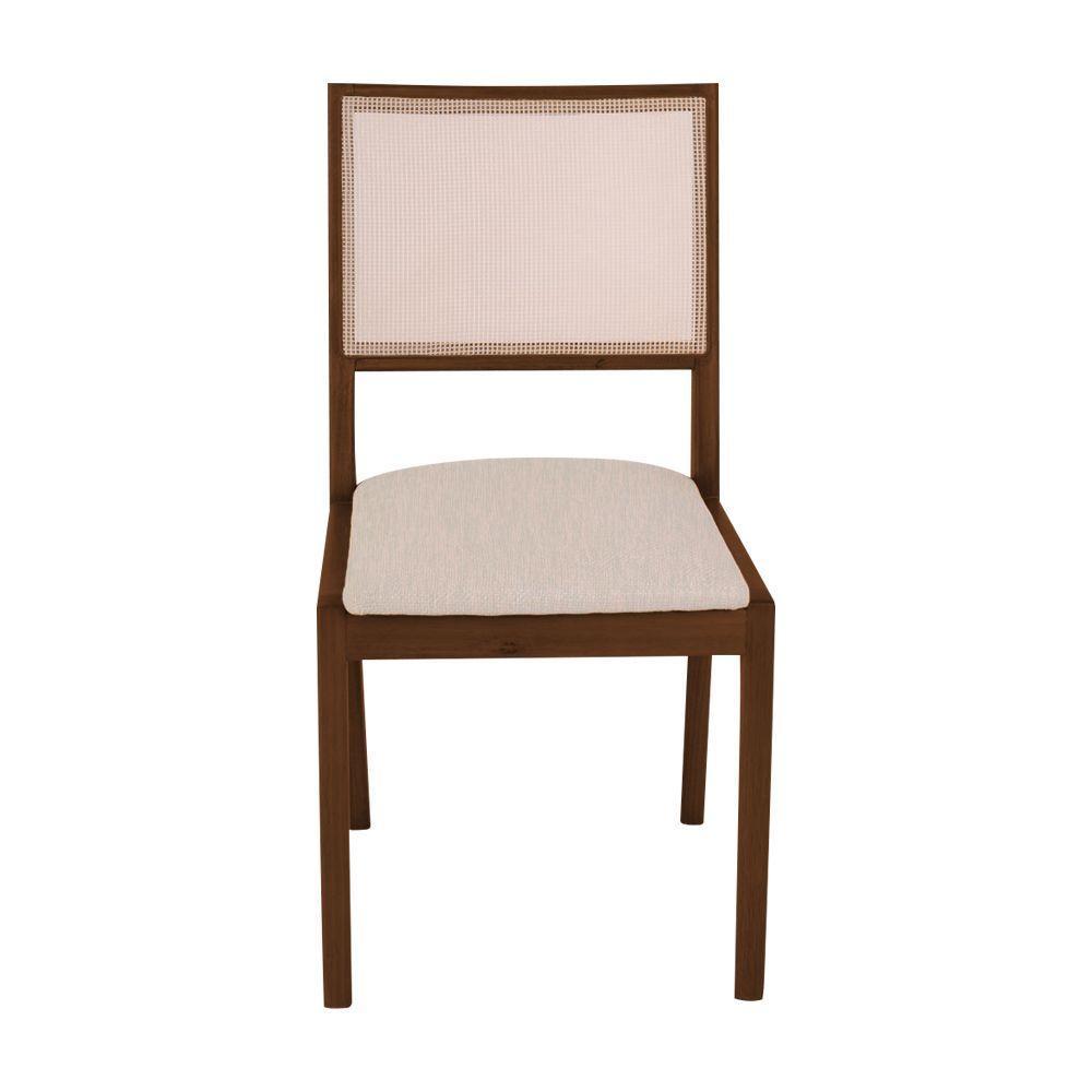 Conjunto Com 8 Cadeiras De Jantar Suellen Em Madeira E Mdf Mel Linho Bege - 5
