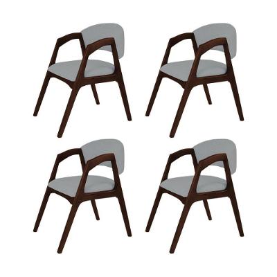 Conjunto Com 4 Cadeiras De Jantar Gabriela Em Madeira E Mdf Castanho Linho Cinza