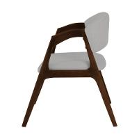 Conjunto Com 2 Cadeiras De Jantar Estofada Gabriela Mel Linho Cinza Prata - 6