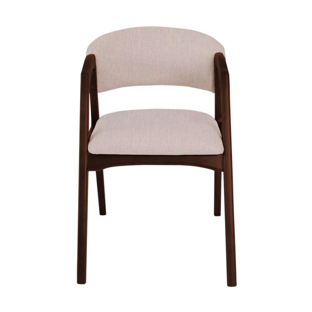 Conjunto Com 8 Cadeiras De Jantar Estofada Gabriela Castanho Linho Bege - 5