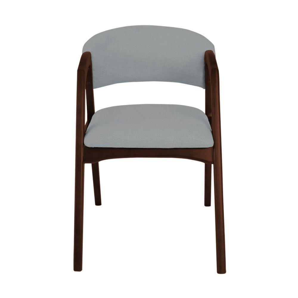 Conjunto Com 6 Cadeiras De Jantar Estofada Gabriela Castanho Linho Cinza - 5