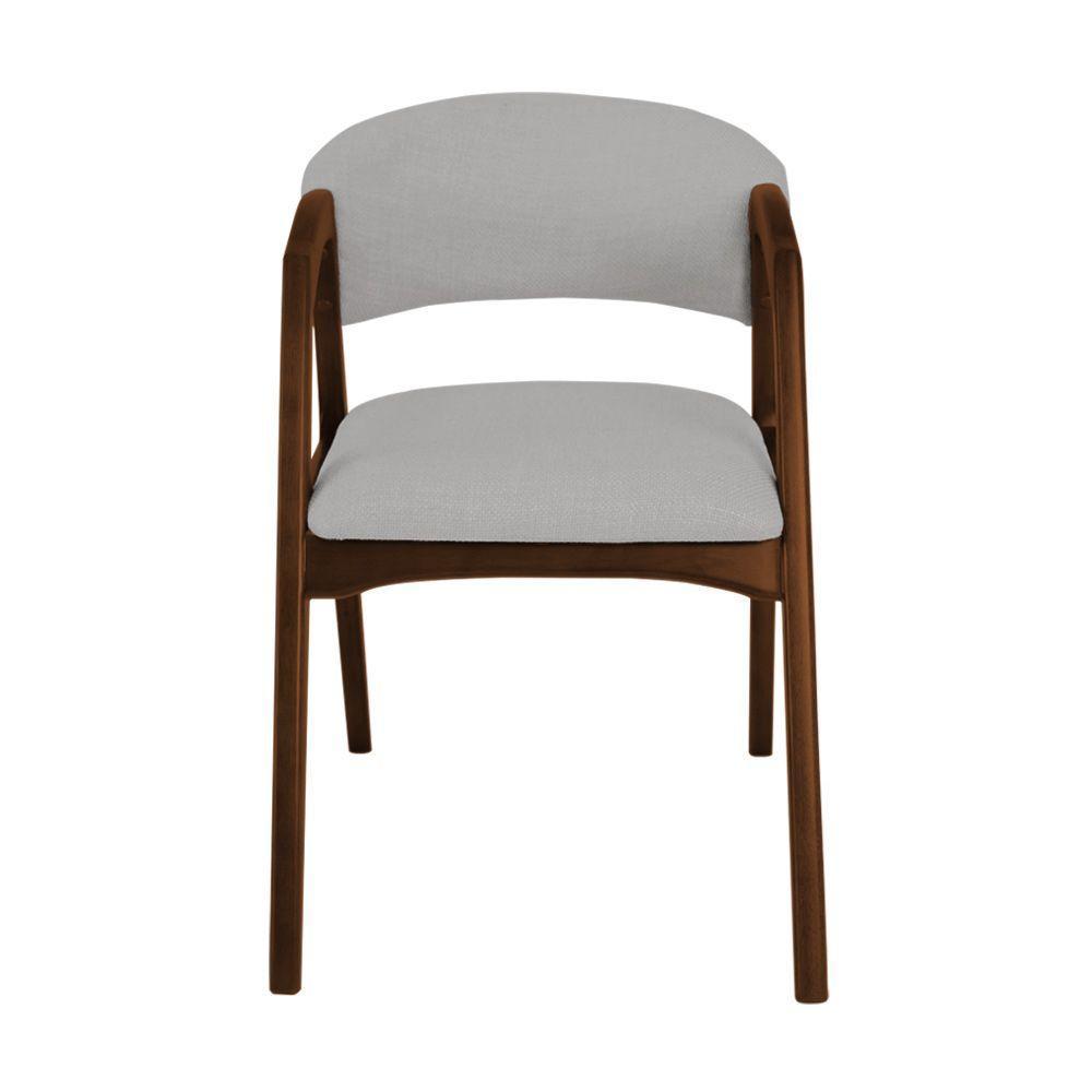 Conjunto Com 6 Cadeiras De Jantar Estofada Gabriela Mel Linho Cinza Prata - 5