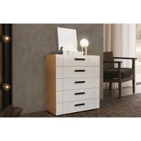 Cômoda Solteiro Lisboa C- 5 Gavetas Freijo-creme - Politorno - 1