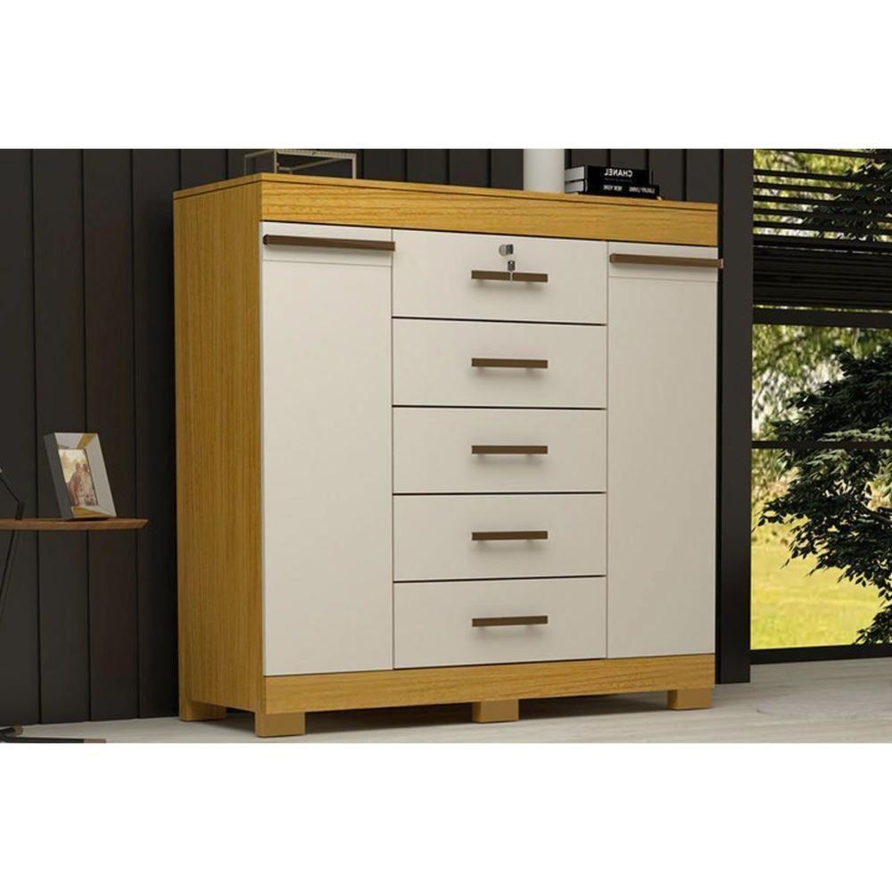 Cômoda Casal 2 Portas E 5 Gavetas Diana Cinamomo-off White - Acp - 1
