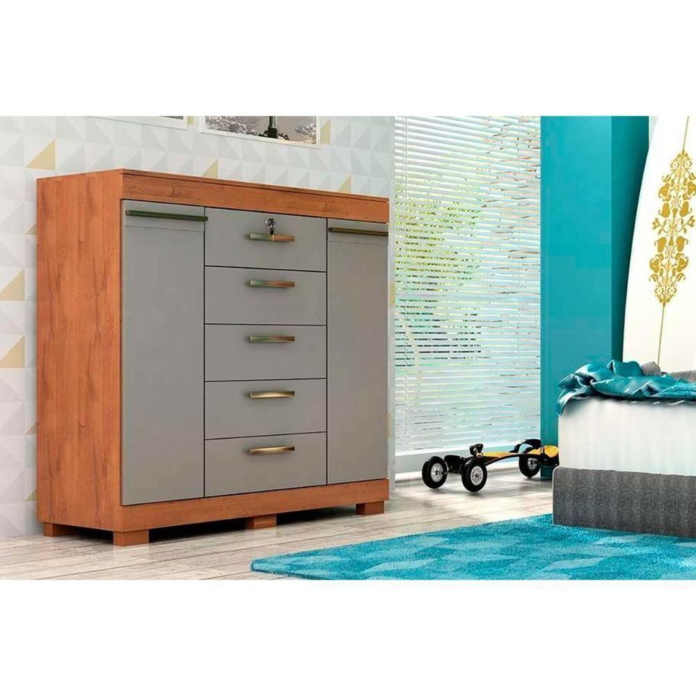 Cômoda Casal 2 Portas E 5 Gavetas Diana Cinamomo-off White - Acp - 9