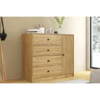 Cômoda Mb 1059 Casal 4 Gavetas e 1 Porta em MDF Mel para Quarto