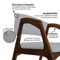 Conjunto Com 2 Cadeiras De Jantar Estofada Gabriela Em Madeira E Mdf Mel Linho Cinza - 3