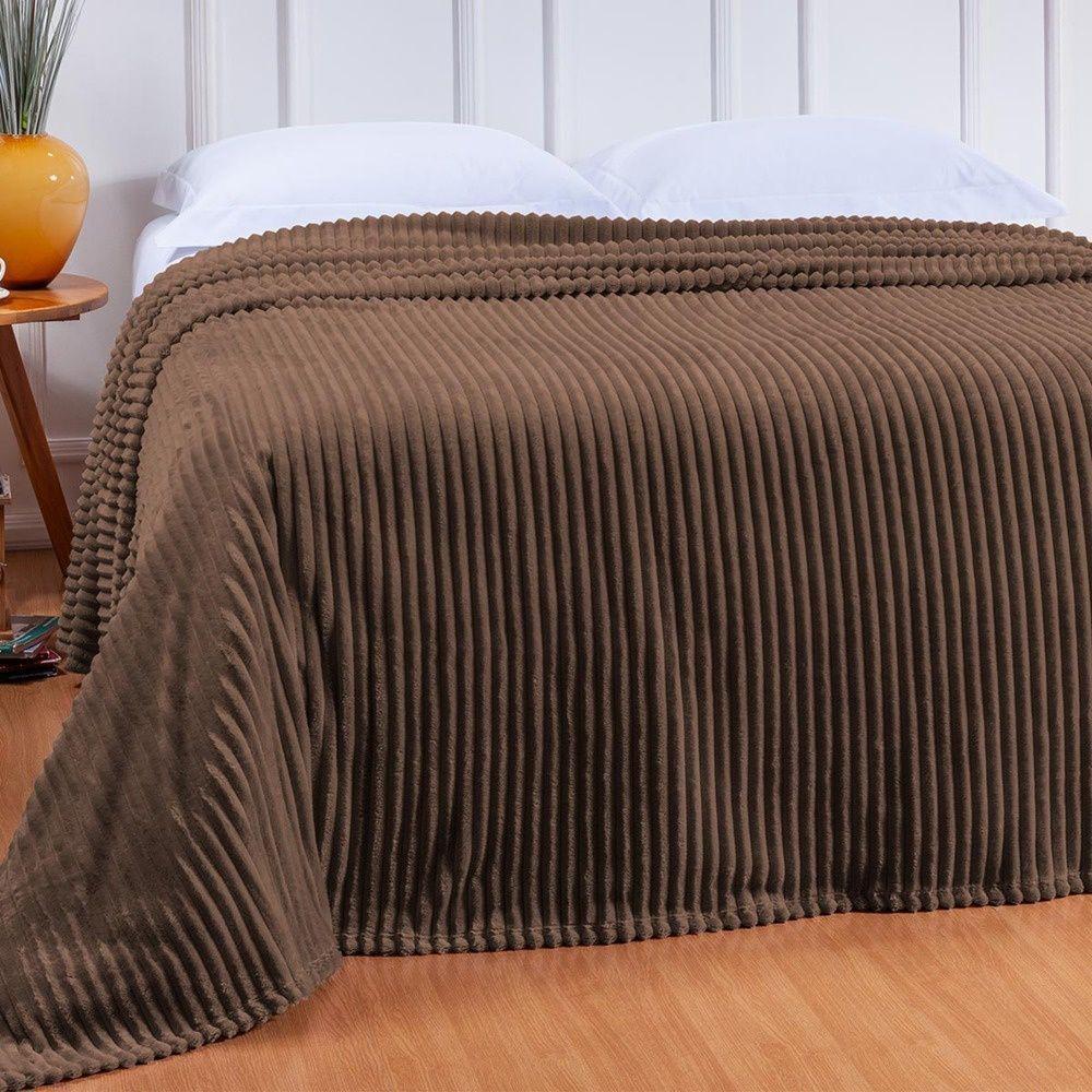 Cobertor Canelado Plus Queen 1 Peça 100% Poliéster - Marrom - 1